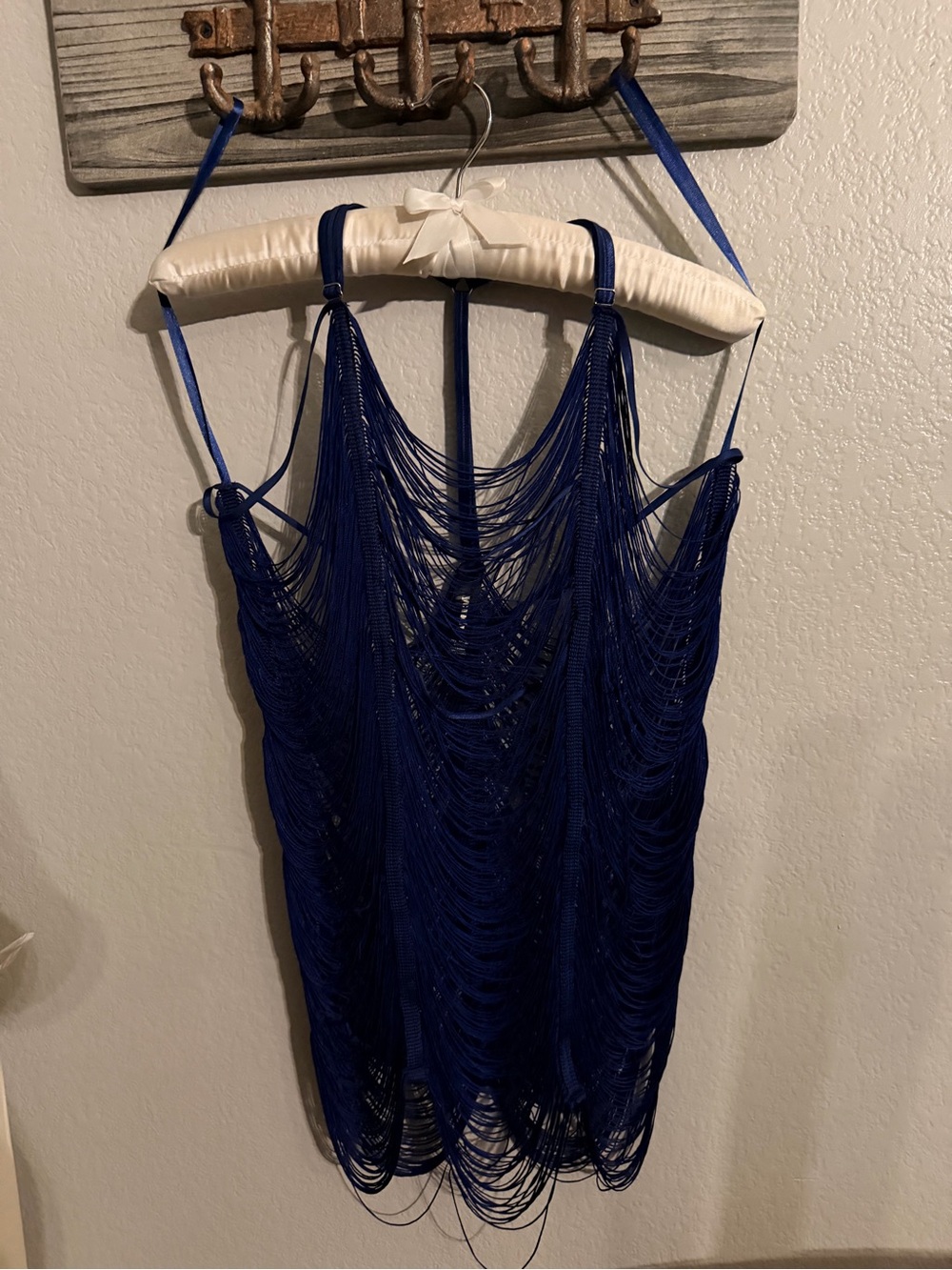 Yandy Royal Blue Fringe benefits Chemise, sz large. Nwot. Adjustable.